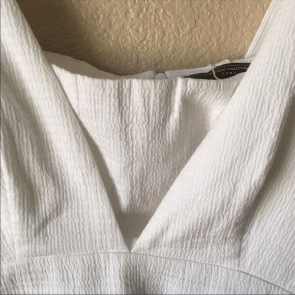 Zara White Cold Shoulder Textured Weave Mini Dress - Picture 5 of 7
